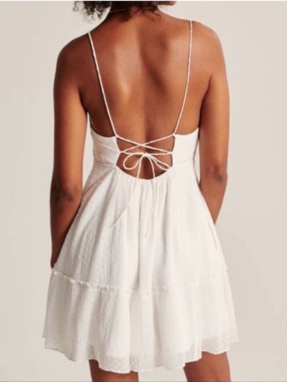 Abercrombie & Fitch Clip Dot Tie Back White Mini Dress